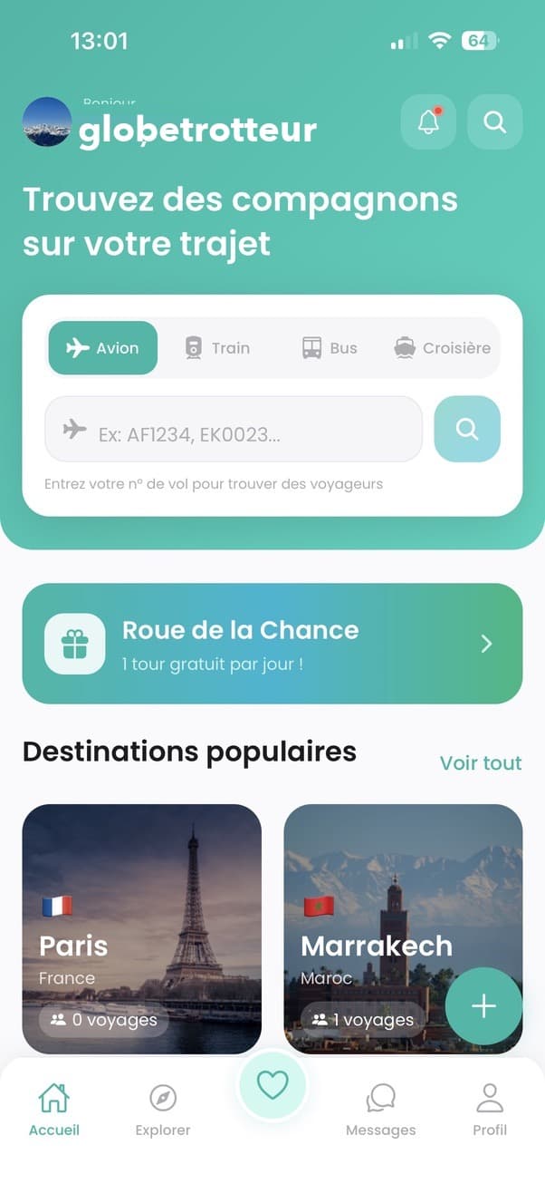 Recherche par numéro de vol dans GlobeCrush